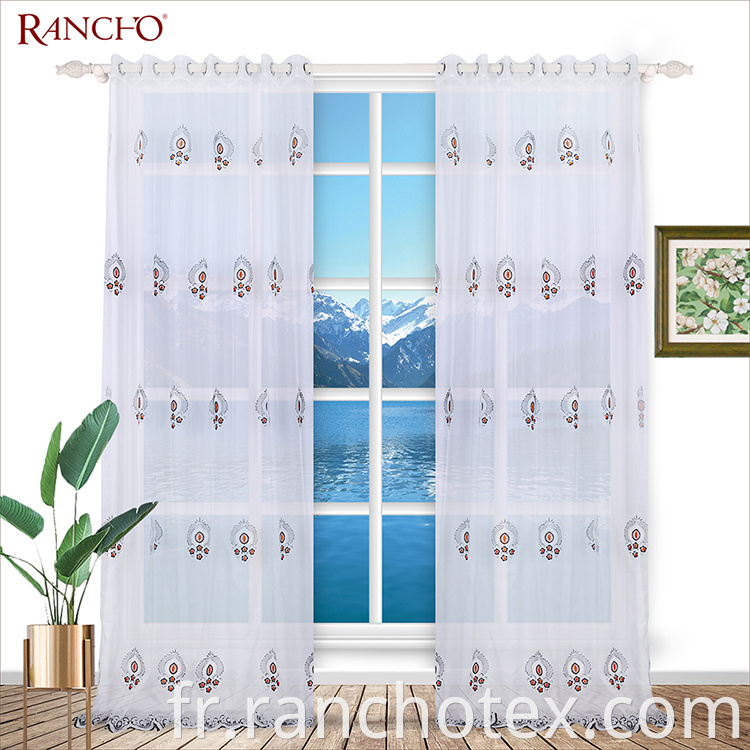 Vente chaude Classical European Luxury Broidery Curtain Dernier design White White Sheer Curtain Salon Room